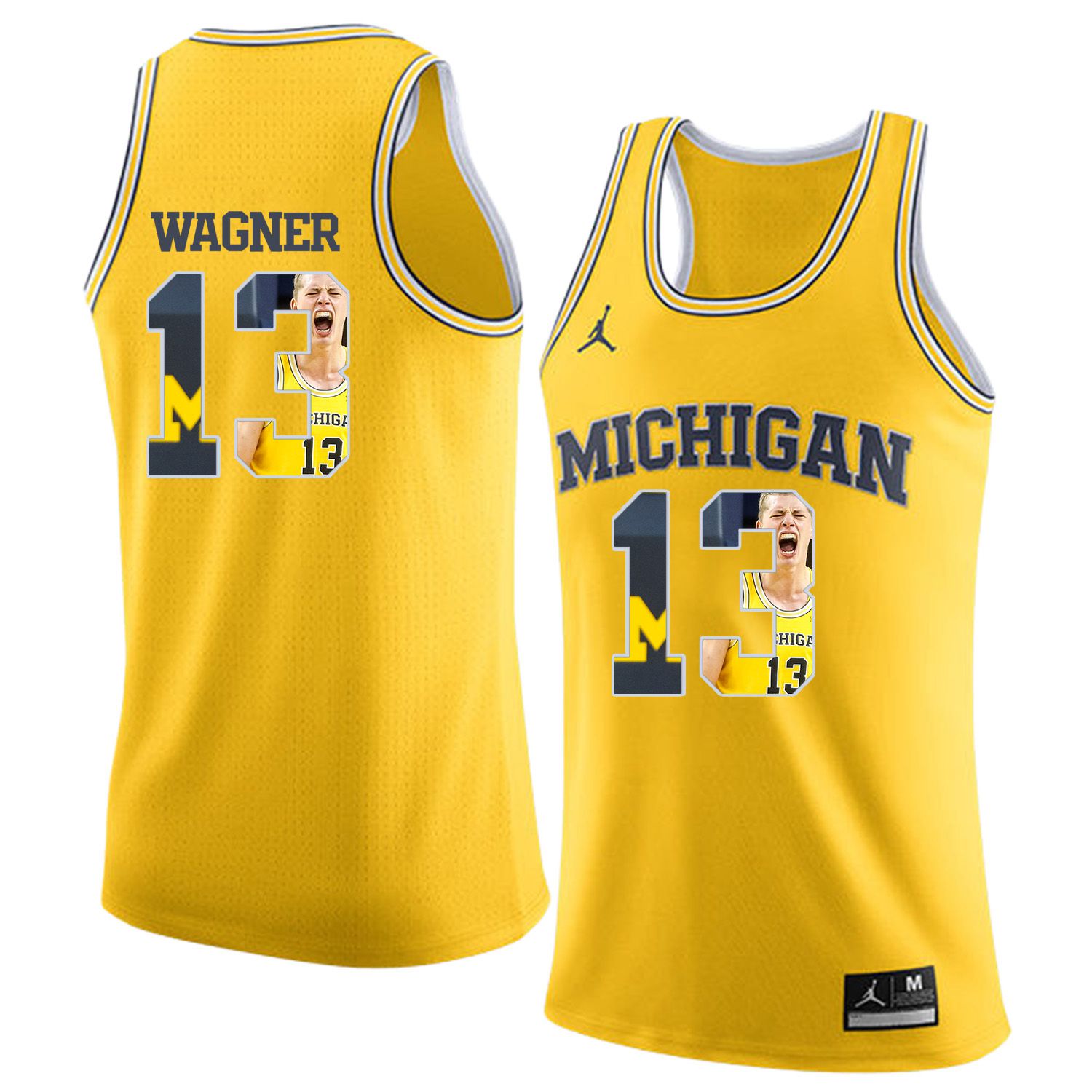 Men Jordan University of Michigan Basketball Yellow #13 Wagner Fashion Edition Customized NCAA Jerseys->customized ncaa jersey->Custom Jersey